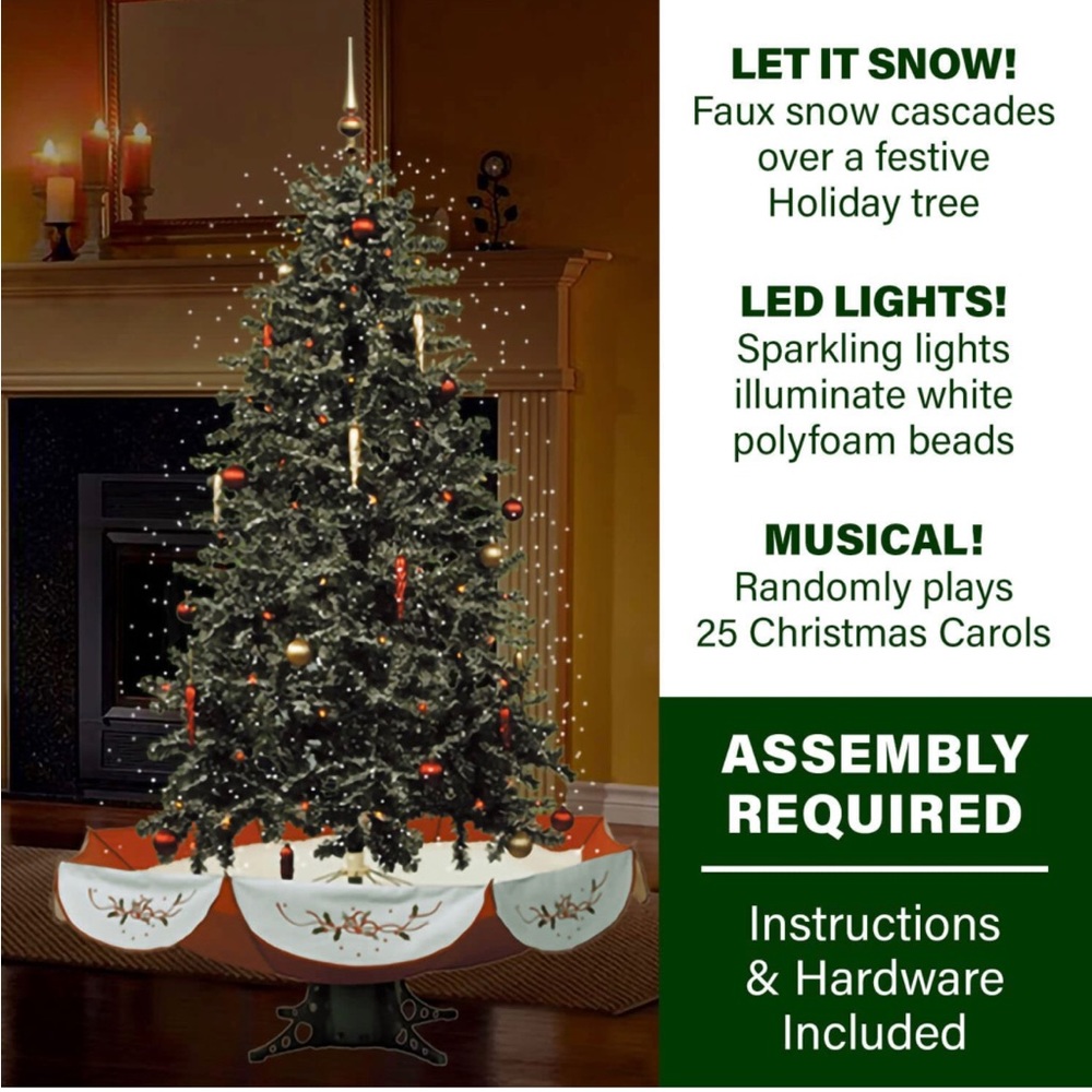 Musical snowing Christmas Tree with Red Umbrella Base